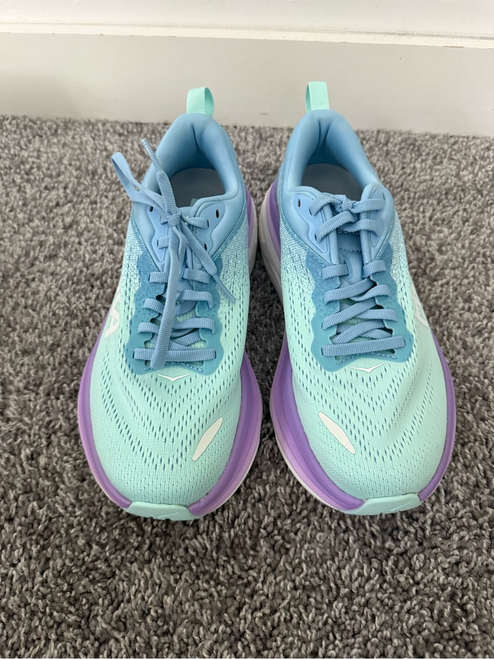 Hoka Running Sneakers in Mint and Lavender